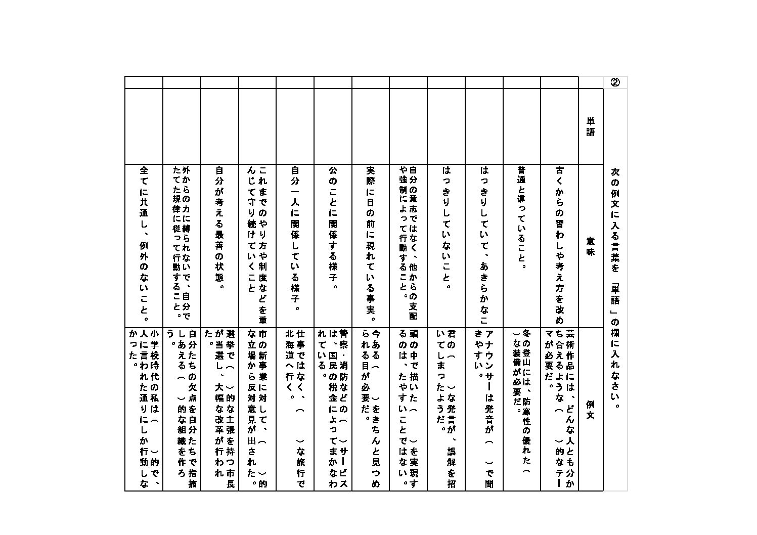 語彙プリント2　テスト用