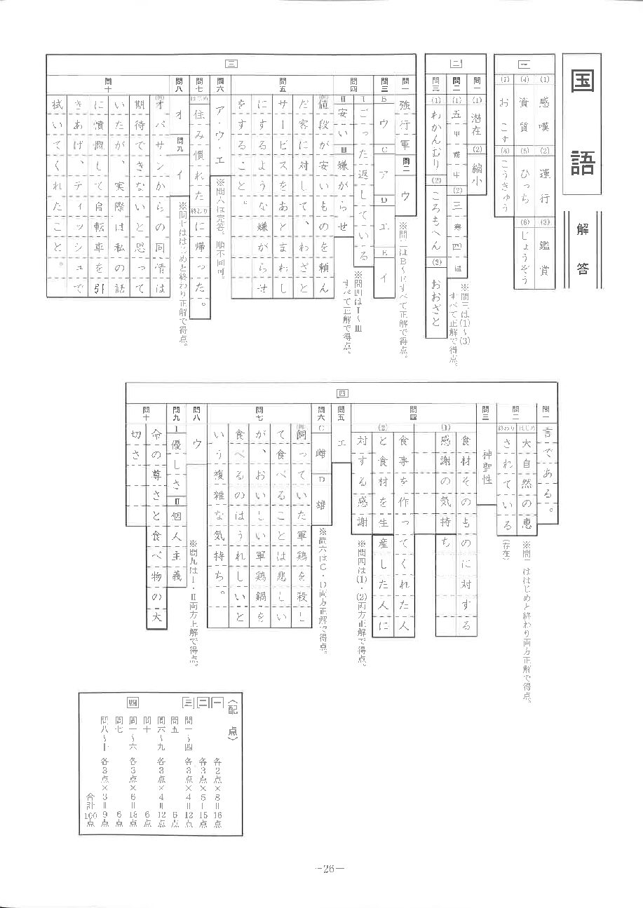 国語 解答